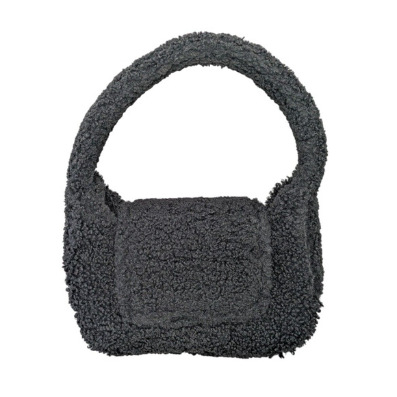 Simon Miller Black Retro Bag In Fuzzy Faux Sherpa Boucle Shoulder Bag Flap Top - Picture 3 of 10